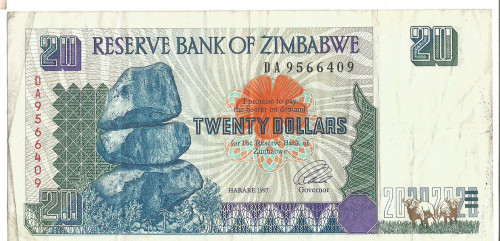 $20 Zimbabwe Note — Issued in 1997