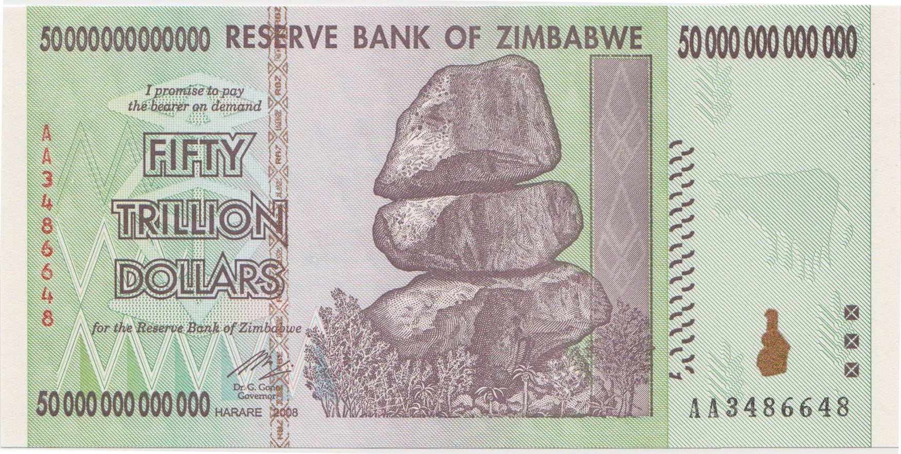 50 Trillion Dollar Zimbabwe Note — Issued in 2009